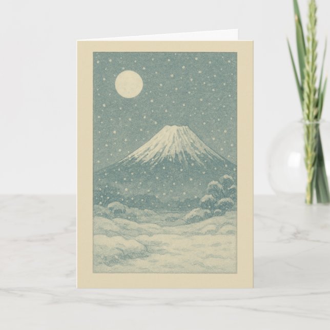 Fuji-san in Winter Japanese Christmas Card (Front)