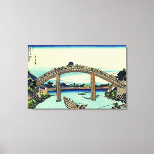 Fuji seen through the Mannen Bridge at Fukagawa Canvas Print
