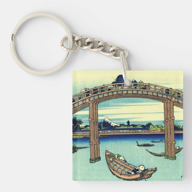 Fuji seen through the Mannen Bridge at Fukagawa Key Ring (Front)