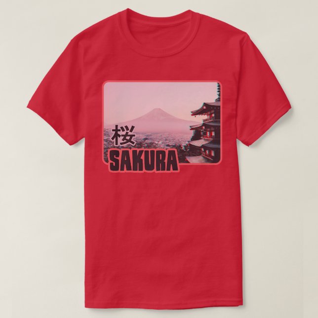 Fujiyama Sakura Cherry Blossom Art for Japanese Cu T-Shirt (Design Front)