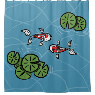 Fuku and Heiwa the Koi Shower Curtain