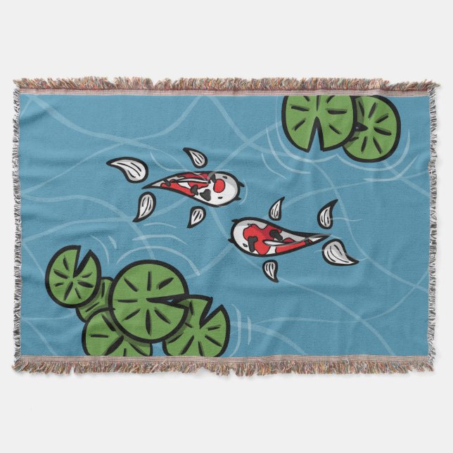 Fuku and Heiwa the Koi Throw Blanket (Front)