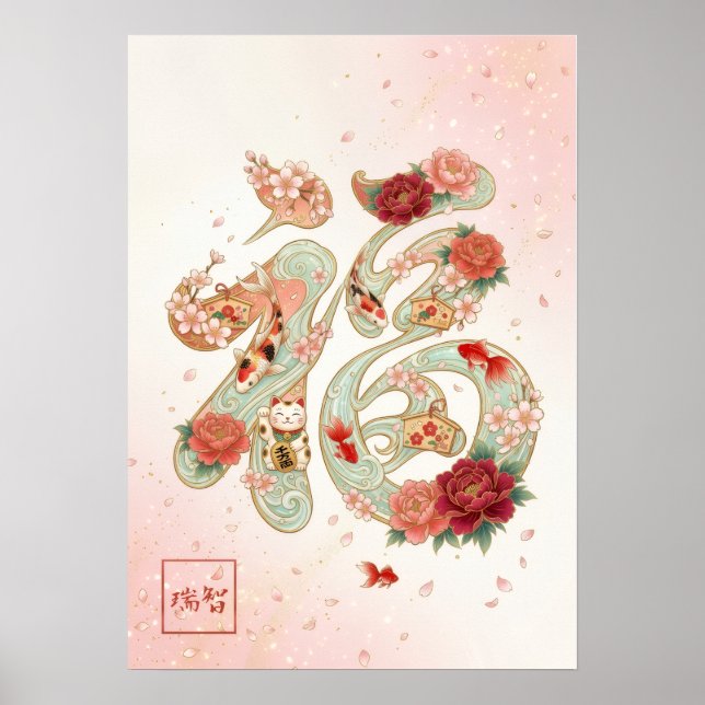 Fuku: Calligraphy "Good Fortune"260020230 Poster (Front)