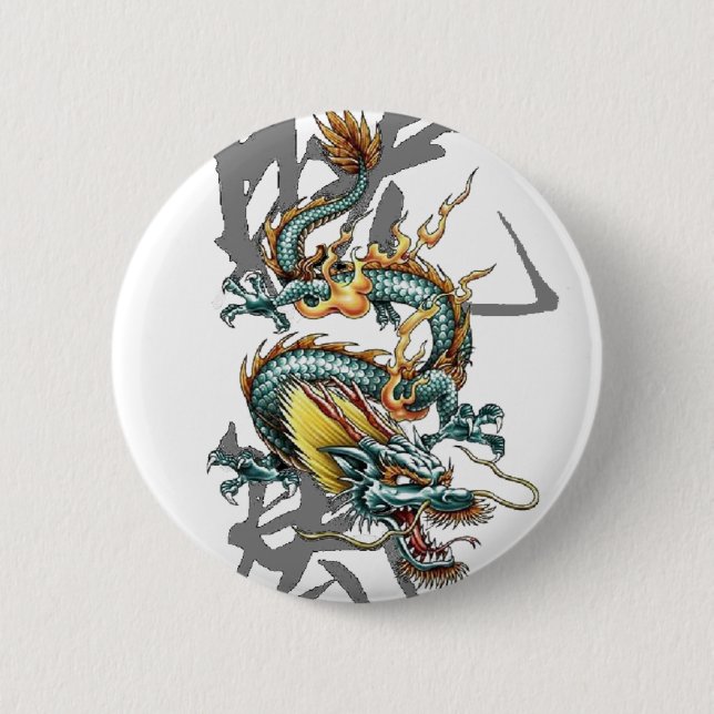 Fuku-Riu Japanese Dragon 6 Cm Round Badge (Front)