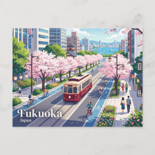 Fukuoka City Tram Heritage Scene Japan Postcard