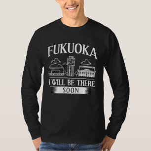 Fukuoka Japan City Skyline Map Travel T-Shirt