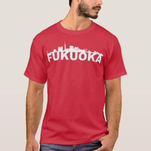 Fukuoka Japan City Skyline Silhouette Outline Sket T-Shirt