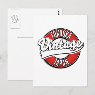 Fukuoka japan vintage style logo postcard