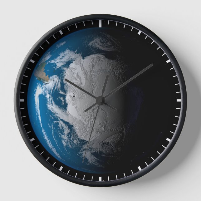 Ful Earth Showing Simulated Clouds Over Antarctica Clock (Front)