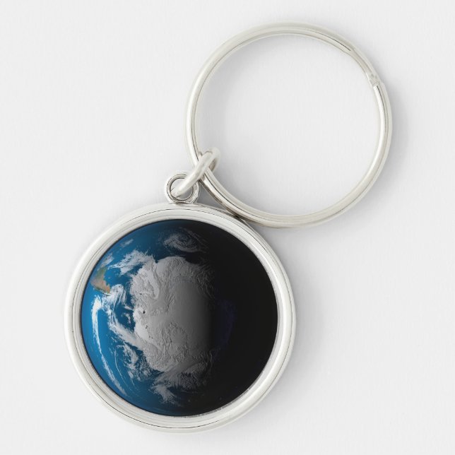 Ful Earth Showing Simulated Clouds Over Antarctica Key Ring (Front)
