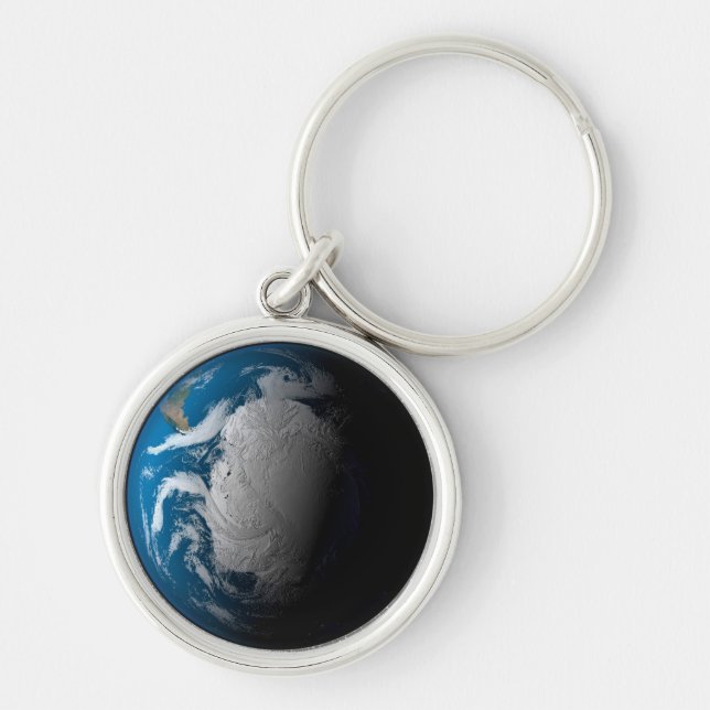 Ful Earth Showing Simulated Clouds Over Antarctica Key Ring (Front)