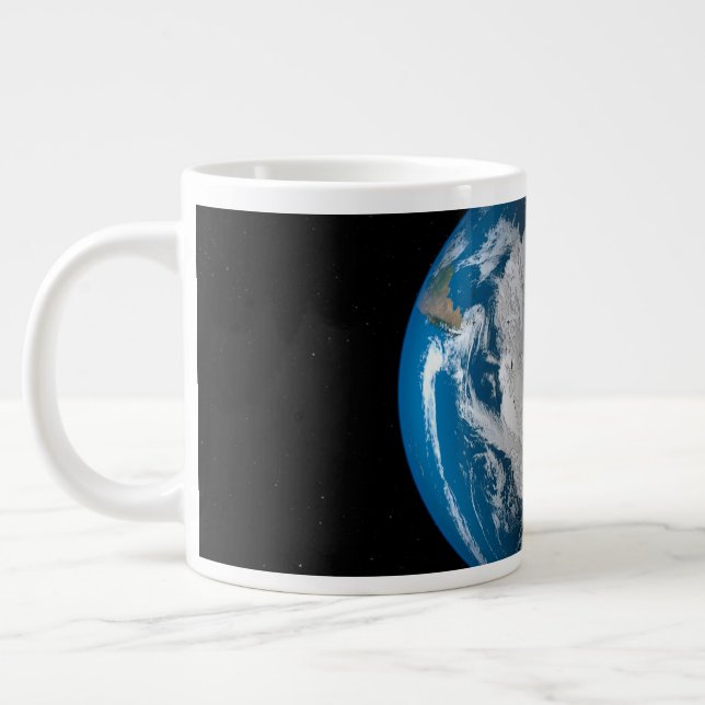 Ful Earth Showing Simulated Clouds Over Antarctica Large Coffee Mug (Left)