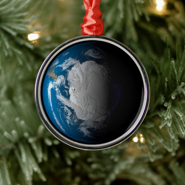 Ful Earth Showing Simulated Clouds Over Antarctica Metal Tree Decoration (Tree)