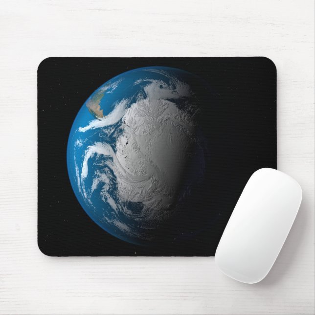 Ful Earth Showing Simulated Clouds Over Antarctica Mouse Mat (With Mouse)