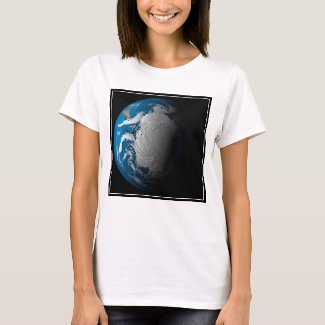 Ful Earth Showing Simulated Clouds Over Antarctica T-Shirt (Front)