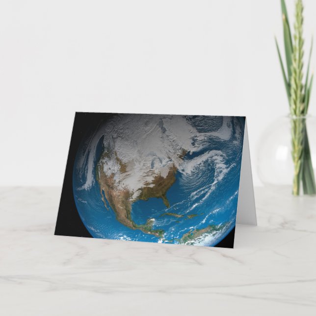 Ful Earth With Simulated Clouds Over North America Card (Front)
