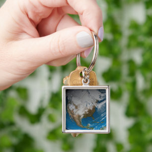 Ful Earth With Simulated Clouds Over North America Key Ring
