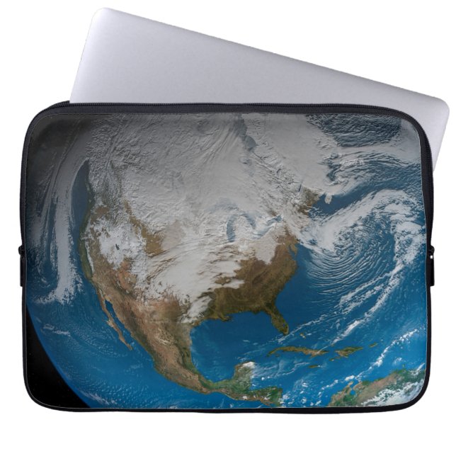 Ful Earth With Simulated Clouds Over North America Laptop Sleeve (Front)