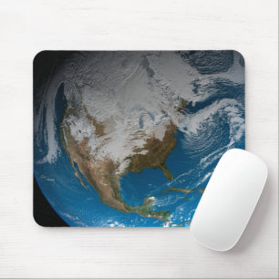 Ful Earth With Simulated Clouds Over North America Mouse Mat