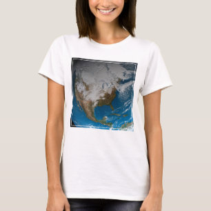 Ful Earth With Simulated Clouds Over North America T-Shirt