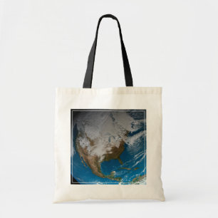Ful Earth With Simulated Clouds Over North America Tote Bag