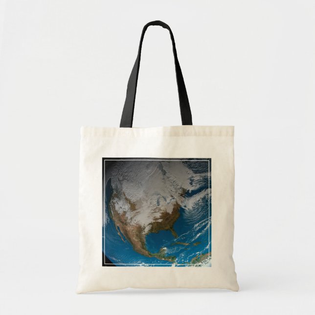 Ful Earth With Simulated Clouds Over North America Tote Bag (Front)