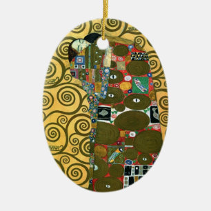 Fulfilment aka The Embrace by Gustav Klimt Ceramic Tree Decoration