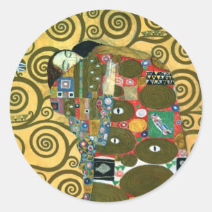 Fulfilment aka The Embrace by Gustav Klimt Classic Round Sticker