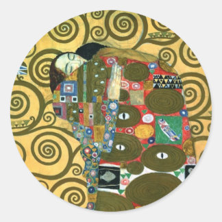 Fulfilment aka The Embrace by Gustav Klimt Classic Round Sticker