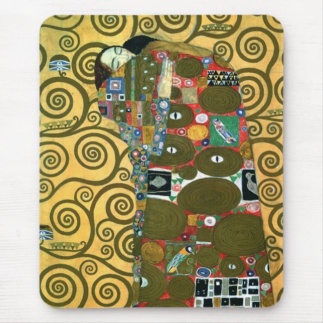 Fulfilment aka The Embrace by Gustav Klimt Mouse Mat (Front)