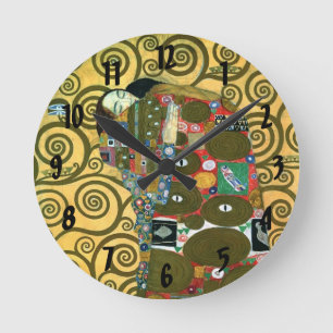 Fulfilment aka The Embrace by Gustav Klimt Round Clock
