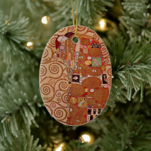 Fulfilment by Gustav Klimt, Vintage Art Nouveau Ceramic Tree Decoration