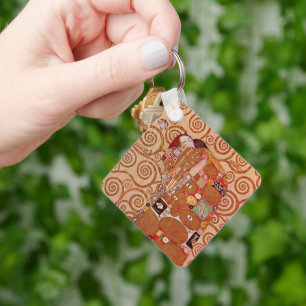 Fulfilment by Gustav Klimt, Vintage Art Nouveau Key Ring