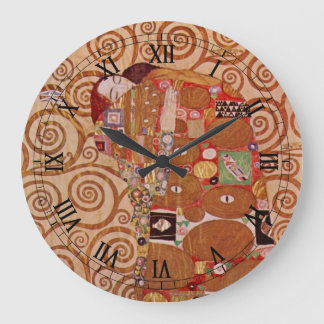 Fulfilment by Gustav Klimt, Vintage Art Nouveau Large Clock