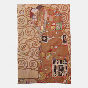 Fulfilment by Gustav Klimt, Vintage Art Nouveau Tea Towel