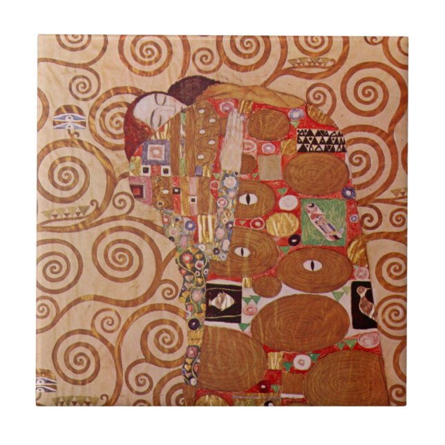 Fulfilment by Gustav Klimt, Vintage Art Nouveau Tile (Front)