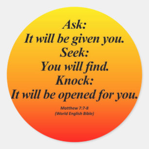 Fulfilment Matthew 7:7-8 Abbrev Classic Round Sticker