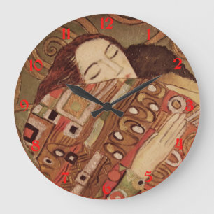 Fulfilment (The Embrace) Art by Gustav Klimt Large Clock