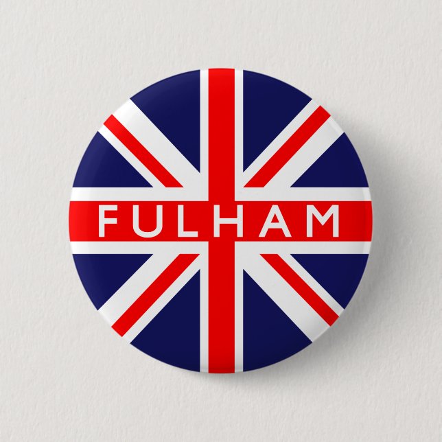 Fulham : British Flag 6 Cm Round Badge (Front)
