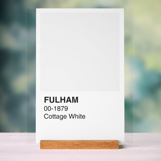Fulham Cottage White - White Background Acrylic Sign (Neutral)