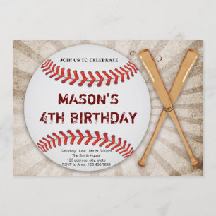 Full baseball birthday invitation