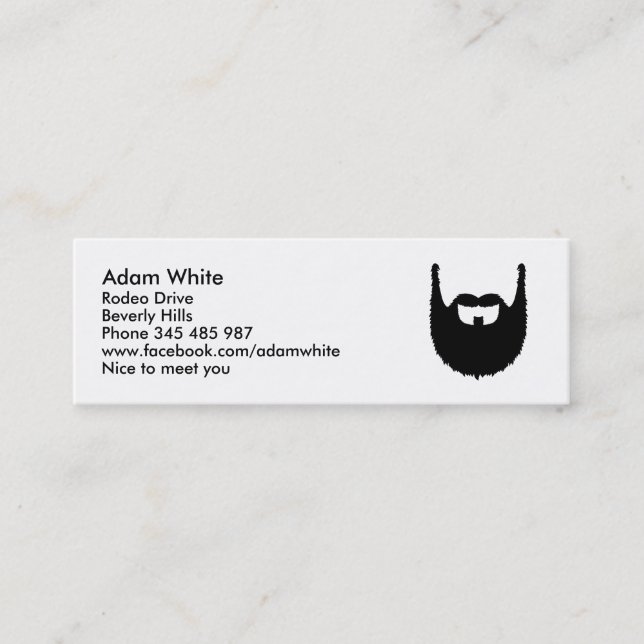 Full beard mini business card (Front)