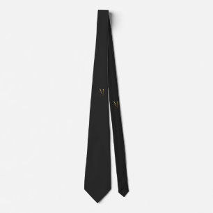 Full black neck tie with AJ golden fonts