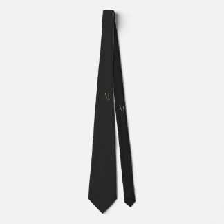 Full black  neck tie with AJ golden fonts 