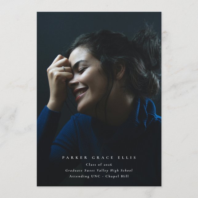 Full Bleed Elegant Photo Graduation Announcement (Front)