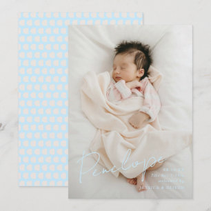 Full bleed modern calligraphic baby name announcement