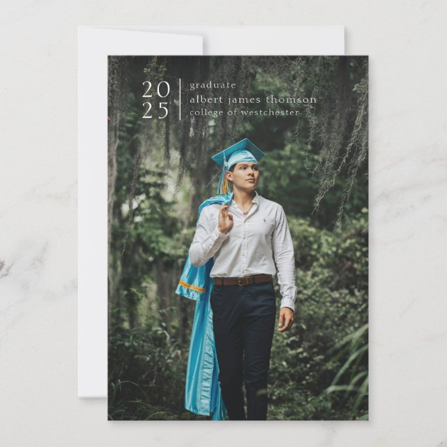 full bleed modern simple photo bold year  announcement (Front)