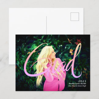 Full Bleed Photo Neon 2 Grad Overlay Announcement Postcard