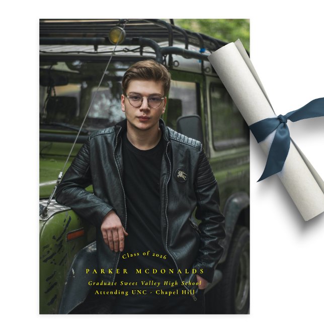 Full Bleed Photo Yellow Graduation Announcement (Creator Uploaded)