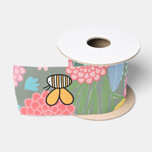 Full Bloom Birthday wrapping paper Satin Ribbon